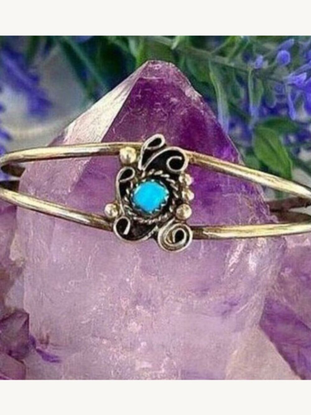 Dainty Vintage Native Turquoise & Sterling Cuff